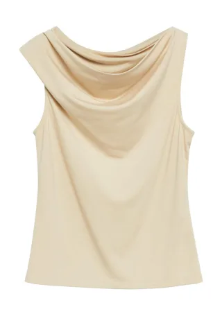 comma - Top mit asymmetrischer Schulter beige - Gr. - 38