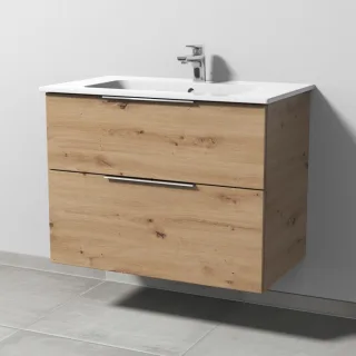 Sanipa 3way Waschtischunterbau zu Duravit ME by Starck Waschtisch mit 2 Auszügen, Eiche Natural-Touc UM72585