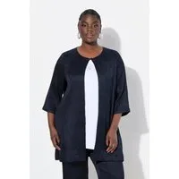 Ulla Popken Blusenjacke Blusenjacke A-Linie Rundhals Rücken-Kellerfalte