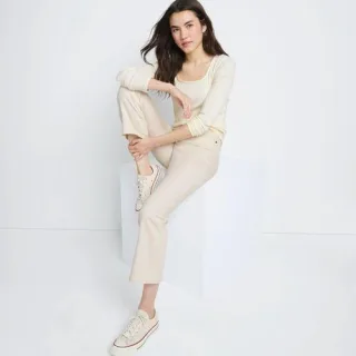 Kurze Schlagjeans Natur für Damen, Damen, size: regular, Elfenbein, Baumwolle/Elasthan/Polyester, by Lands' End