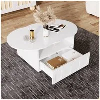 REDOM Couchtisch Wolkenform Wohnzimmertisch (Beistelltisch, 1-St., mit Push-to-Open Schublade), Deko-Tisch mit Stauraum 100*39.2*60cm