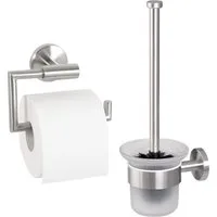 bremermann Toilettenpapierhalter Bad-Serie PIAZZA - Badezimmer Set 2tlg., Edelstahl matt