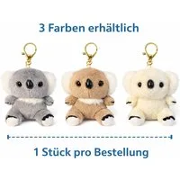 soma Schlüsselanhänger Koala Schlüsselanhänger Plüsch 12cm weich Kuscheltier Anhänger grau (Set, 1-tlg., Geschenk-Set), Extra weich mit stabilem Metallring und detailreichem Design