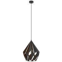 EGLO Hängeleuchte CARLTON 1 Pendellampe, Stahl, E27, IP20, Retro, Esstischlampe, Lampe, ohne Leuchtmittel, Hängeleuchte, H150 x Ø38,5 cm, schwarz, kupfer, 1X60W exkl.