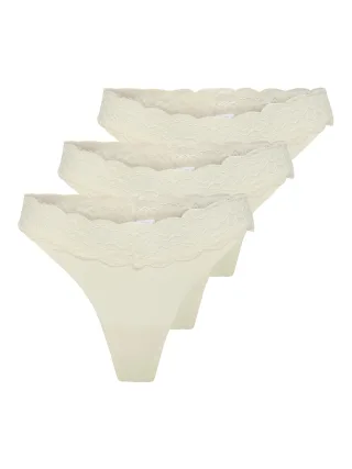ONLY - ONLCHLOE LACE S.S THONG 3-PACK ACC NOOS Cloud Dancer - Gr. - L