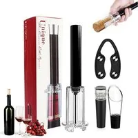 BlingBin Korkenzieher 4-fach Druckluft-Korkenzieher Set mit integrierter Luftpumpe, (4er Set, 4 tlg., mit Weinöffner,Folienschneider,Weinbelüfter,Weinverschlüsse-Ausgießer), manuelles Weinöffnungsset für Bar, Zuhause und Outdoor
