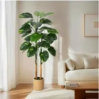 Kunstbaum Künstliche Scindapsus Aureus Pflanze für den Innenbereich, GarveeMore, Höhe 153 cm, künstlicher mit dekorativem Pflanzgefäß,künstlichePothos Bodenpflanzen