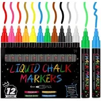 FOUORTUNATE-BEE Whiteboard Marker Flüssigkreidestifte Abwischbar 6 mm für Glas Tafel Whiteboard Set, (12-tlg), Fensterstifte für Schule Café DIY Deko Hochzeit und Kreativprojekte