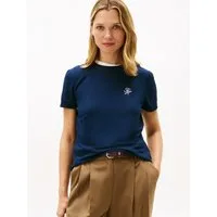 Tommy Hilfiger Kurzarmshirt TH SCRIPT REG C-NK SS TEE Stretch, Baumwollmischung, regular fit