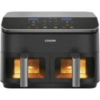 Cosori Heißluftfritteuse DualBasket, Doppelkammer, 8.5L Max Airfryer+Zubehör, 50+Online Rezepte, 1750,00 W, 8 in 1 Funktionen, Sichtfenster, Energiesparend, Schwarz