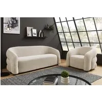 riess-ambiente 3-Sitzer VOGUE 200cm beige – Sofa, Chenille Cremona, Schaumstoff, modern, Einzelartikel 1 Teile, gepolsterte Stoff-Couch mit 3 Sitzplätzen – ideal fürs Wohnzimmer