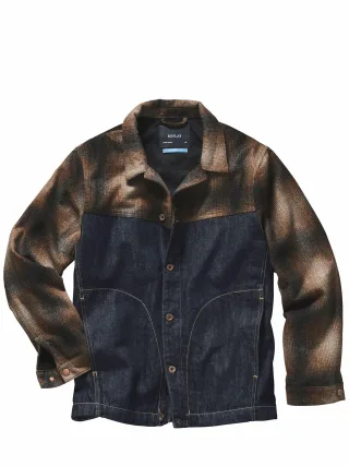 Replay Herren Denim-Flanell-Hybridjacke Blau 100 % Baumwolle (recycelt)