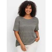 Sheego T-Shirt Rundhalsshirt Kurzarm mit Minimal-Druck und Gummizugbund