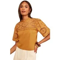 Love & Roses T-Shirt Love & Roses Bluse mit Lochstickerei an der Passe (1-tlg)