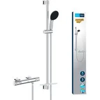 Grohe Duschsystem Precision Feel Thermostat Brausebatterie, Quickfix, chrom (34853001)
