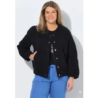 Ulla Popken Kurzjacke Blouson Stickerei Rundhals Elastiksaum Langarm