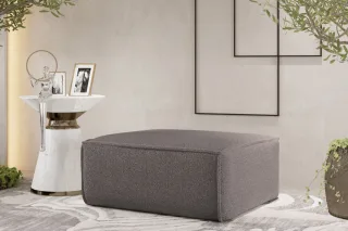Polsterhocker Designerhocker CELES PREMIUM 105x105 cm Stoff Ascot Bukla Taupe