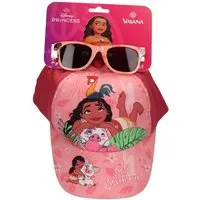 Disney Vaiana Baseball Cap Kinder Cap Set mit Sonnenbrille rosa für Sommer Urlaub Strand (2-St)