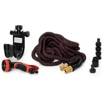 DOit Gartenschlauch Flexibler Gartenschlauch mit Sprühpistole & Halterung – ca. 30 m