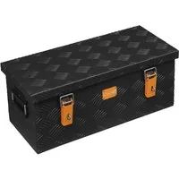 ALUBOX Aufbewahrungsbox Riffelblech Gartenbox outdoor Alukiste schwarz (37 Liter), Fangbänder im Deckel - 4 Standfüße mit M10 Innenwinde - abschließbar