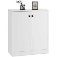 COSTWAY Kommode, Sideboard mit verstellbaren Regalen Holz weiß