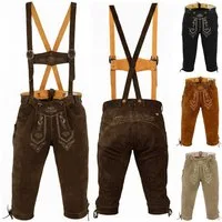 German Wear Trachtenlederhose GW822 Kniebundhose trachtenhose Trachten Lederhose mit Hosenträger