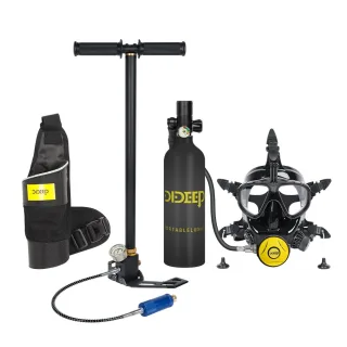 [EU Direct] DIDEEP 1L Mini Diving Scuba Tank Set with Snorkel Full Face Cover Air Pump Portable Oxygen Cylinder Diving F