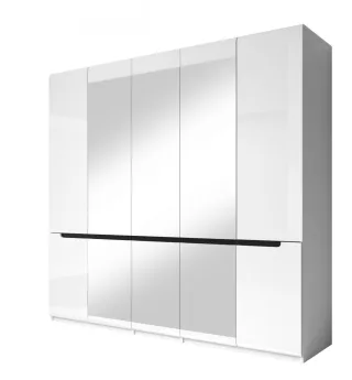 Drehtürenschrank HL1-21, 225 cm x 213 cm x 60 cm, weiss/weisshochglanz/schwarz NBHL1-21-weiss