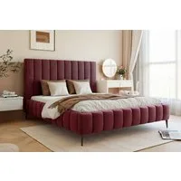 Goldstoff Polsterbett Luxuriöses Bett "MAGNUS" mit hohem Kopfteil und praktischem Stauraum (120–200x200 cm, Kopfteilhöhe: 90/110 cm, Seitenhöhe: 25/40 cm), Luxuriöses Schlafzimmerbett mit hohem Kopfteil und Stauraumfach