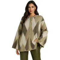 Worldclassca Cardigan WORLDCLASSCA Damen Cardigan Karo Muster Strickjacke Knöpfen Fashion Neue Kollektion - Stilvolle und gemütliche Strickmode für Damen
