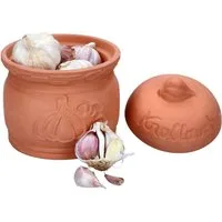 MamboCat Vorratsglas Terra Knoblauchtopf mit Deckel Ø 12,8cm Terrakotta Aufbewahrungsbox, Ton