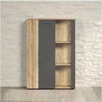 Home affaire Highboard Estepona (1 St), Vitrine, Tür mit Rillen-Optik, Breite 91 cm