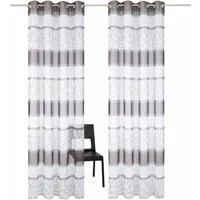 OTTO home Gardine Napala (2 St), Ösen, transparent, Voile, Vorhang, 2-er Set, Fertiggardine, transparent, Querstreifen