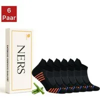 NERS Sneakersocken (6 Paar) aus Bambus für Damen und Herren, ohne Naht, Gegen Schweißfüße (6-Paar, 6 Paar) Premium Sneaker Socken mit Komfortbund – Atmungsaktiv & Weich – In Box