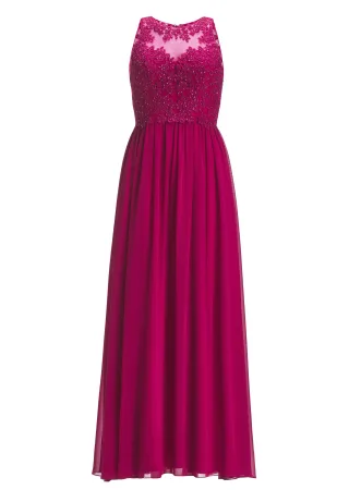 hey kyla - Hochgeschlossenes Chiffonkleid mit Stickerei passionfruit pink - Gr. - 32