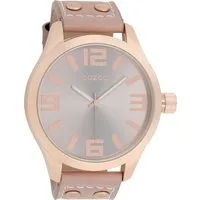 OOZOO Quarzuhr Oozoo Damen Armbanduhr Timepieces Analog, (Analoguhr), Damenuhr rund, extra groß (ca. 51mm) Lederarmband, Fashion-Style