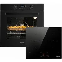 KB Elements Backofen-Set Einbaubackofen 60 cm mit 4-Zonen Induktionskochfeld 60cm, Steam Clean, Air Fry, Steam Clean, Circle Fan Heater, 2 x Flexzonen