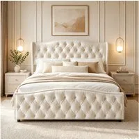 Simurq Polsterbett Bett 140x200cm mit hydraulischer Stauraum (Packung, 1-tlg., Samt Doppelbett mit Lattenrost und Gebogenes Kopfteil), Elegant Stauraumbett, Leises Design