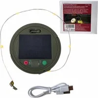 F-H-S International LED Solarleuchte, mehrere Helligkeitsstufen, LED, warmweiß, rot, Camping mit 9,9m Lichterkette 8 Funkt. 3 Timer USB