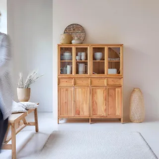Geschirrschrank aus Mindiholz Buffet und Vitrine 120 cm Massivholz Tikamoon
