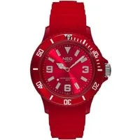 Neo Watch Quarzuhr Damenuhr Herrenuhr unisex rot NICE-1 Armbanduhr Modell N1-010, Mineralglas, Damen Herren Uhr, rotes Gehäuse, rotes Armband