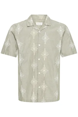 Casual Friday - CFLEOPOLD SS EMBROIDERED SHIRT mermaid melange - Gr. - S