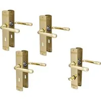 Alpertec Türbeschlag Türgriff für 3 x Zimmertüren und 1 x Bad/WC Türe (4 St., Sparset), Messing, Renovierung