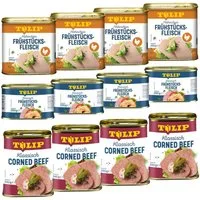 TULIP Wurstkonserve Frühstücksfleisch Corned Beef 340g + Hähnchen 340g + Schwein 200g, (Set, Corned Beef + Hähnchen + Schwein), Dänische Delikatesse