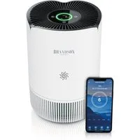 Brandson Luftreiniger für Allergiker, 4 Filterstufen HEPA Aktivkohle, Smart Home mit App, für 45 m² Räume, Air Purifier CADR 158 m³/h, entfernt bis zu 99,97 % Schadstoffe, leise
