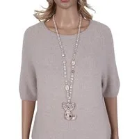 MIRROSI Lange Kette Damen Halskette mit elegantem Anhänger