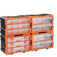 monzana Aufbewahrungsbox Set (4 St), Kleinteilemagazin Sortimentskasten erweiterbar und kombinierbar bis