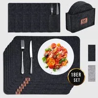 Montegoni Platzset Rutschfeste Tischset aus Filz 18er Set, abwaschbare Platzsets 44x32 cm, (Set, 18er Tischuntersetzer-Set), Platzdeckchen abwischbar