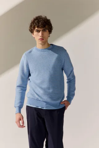 BASEFIELD - Rundhals Pullover steel blue - Gr. - XXL