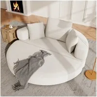 Merax Schlafsofa mit Schlaffunktion, Multifunktionales Sofa mit Hocker, Boneless Couch, Klappsofabett für Wohn/Arbeits/Schlafzimmer 1 Teile, 2-in-1 Sofa-Bett mit Cordstoffbezug inkl. 3 Kissen, 173x176cm